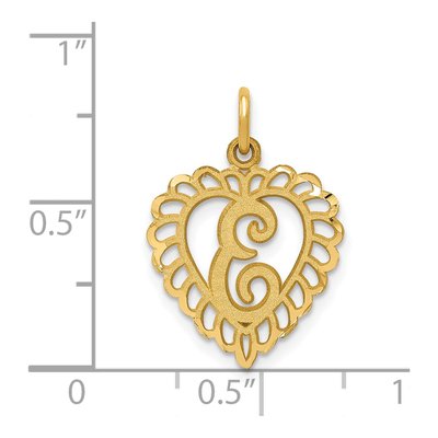 14K Yellow Gold Heart Letter E Charm – view 5