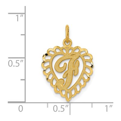 14K Yellow Gold Heart Letter F Charm – view 4