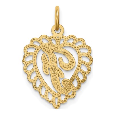 14K Yellow Gold Heart Letter F Charm – view 5