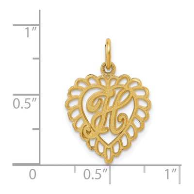 14K Yellow Gold Heart Letter H Pendant – view 4