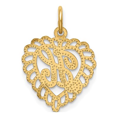 14K Yellow Gold Heart Letter H Pendant – view 5