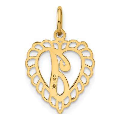 14K Yellow Gold Heart Letter I Pendant – view 4