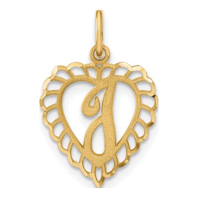 14K Yellow Gold Heart Letter I Pendant