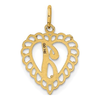 14K Yellow Gold Heart Letter J Pendant – view 4