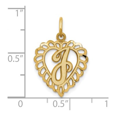 14K Yellow Gold Heart Letter J Pendant – view 5