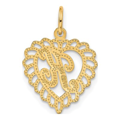 14K Yellow Gold Heart Letter K Pendant – view 4