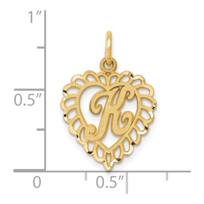 14K Yellow Gold Heart Letter K Pendant – view 5