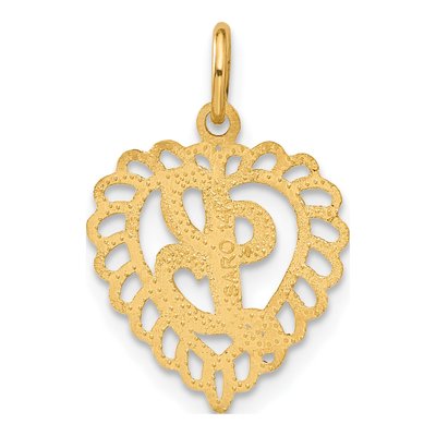 14K Yellow Gold Heart Letter L Pendant – view 4