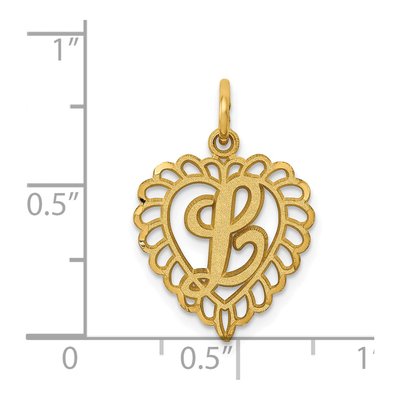14K Yellow Gold Heart Letter L Pendant – view 5
