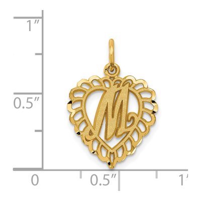 14K Yellow Gold Heart Letter M Charm – view 5