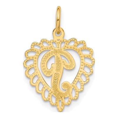 14K Yellow Gold Heart Letter P Pendant – view 4