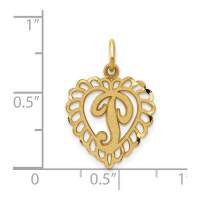 14K Yellow Gold Heart Letter P Pendant – view 5