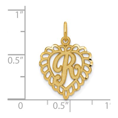 14K Yellow Gold Heart Letter R Pendant – view 5