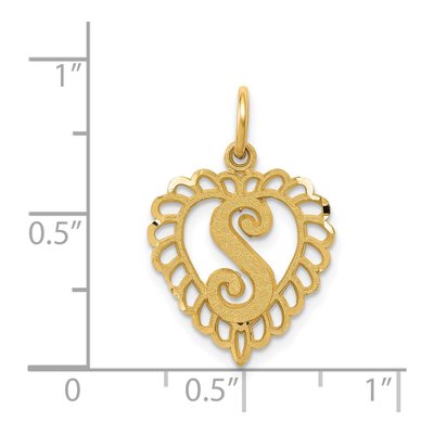 14K Yellow Gold Heart Letter S Charm – view 4
