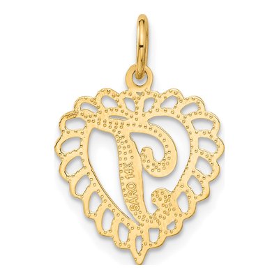 14K Yellow Gold Heart Letter T Pendant – view 4