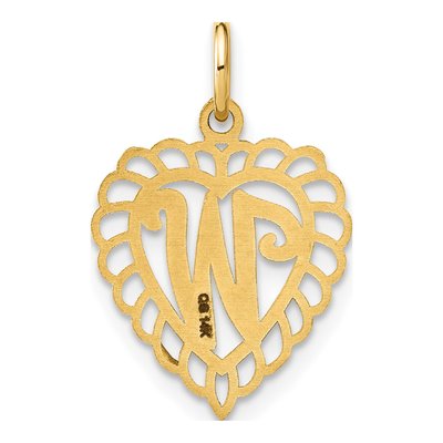 14K Yellow Gold Heart Letter W Pendant – view 4