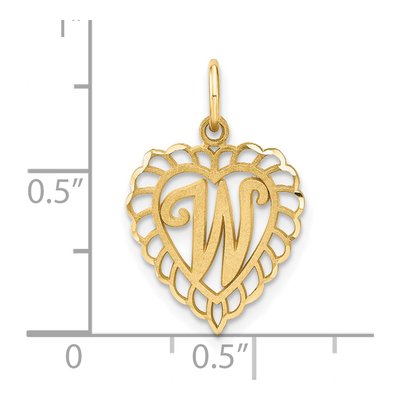 14K Yellow Gold Heart Letter W Pendant – view 5