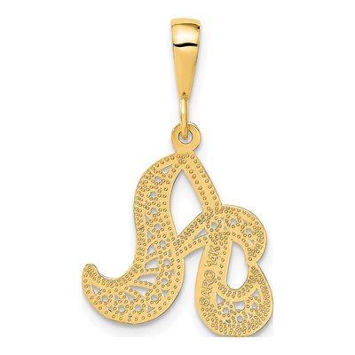 14K Yellow Gold Script 'a' Letter A Pendant – view 4