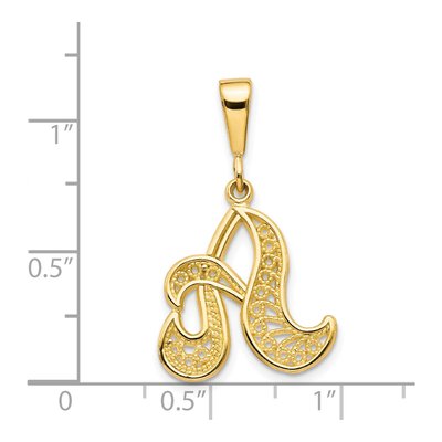 14K Yellow Gold Script 'a' Letter A Pendant – view 5