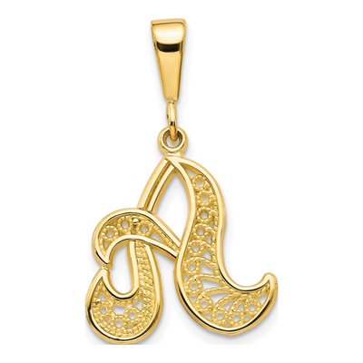 14K Yellow Gold Script 'a' Letter A Pendant