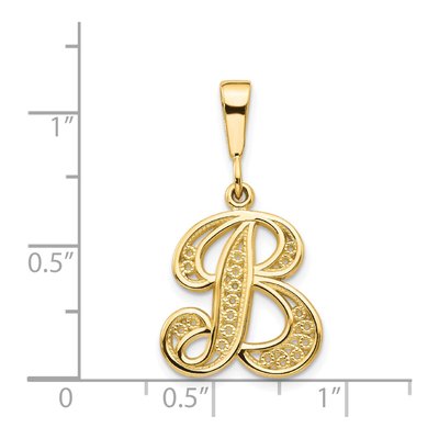14K Yellow Gold Script Letter B Pendant – view 5