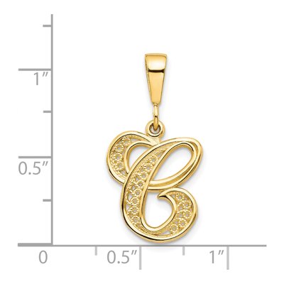 14K Yellow Gold Script Filigree Letter C Pendant – view 5