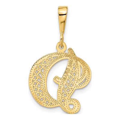 14K Yellow Gold Script Letter D Pendant – view 4