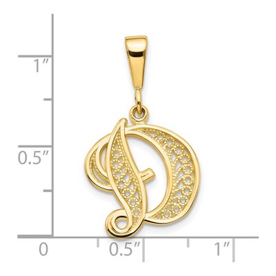 14K Yellow Gold Script Letter D Pendant – view 5