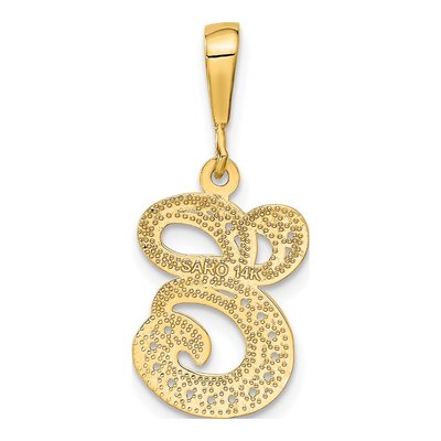 14K Yellow Gold Filigree Letter E Pendant – view 4
