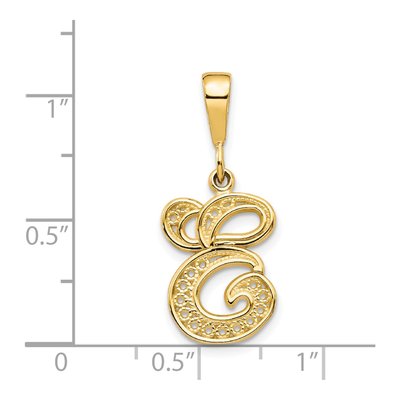 14K Yellow Gold Filigree Letter E Pendant – view 5