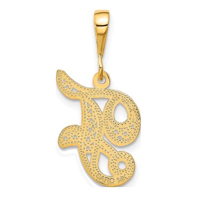 14K Yellow Gold Script Letter F Pendant – view 4