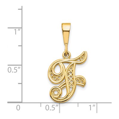 14K Yellow Gold Script Letter F Pendant – view 5