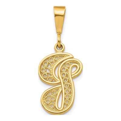 14K Yellow Gold Script Letter G Pendant