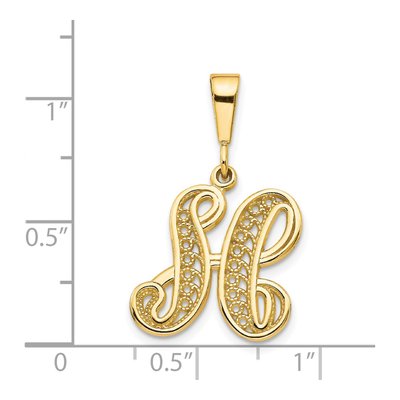 14K Yellow Gold Letter H Pendant – view 4