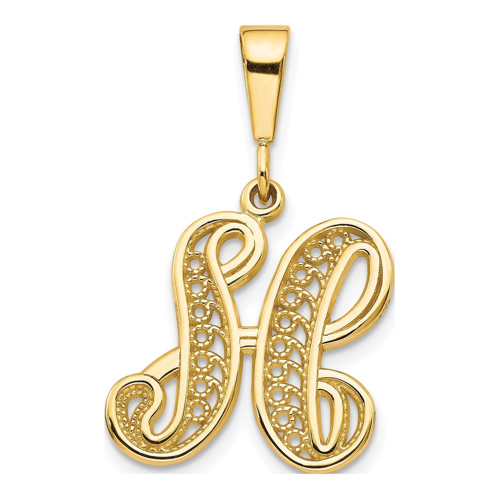 14K Yellow Gold Letter H Pendant