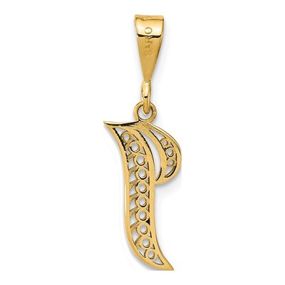 14K Yellow Gold Initial I Filigree Pendant – view 4