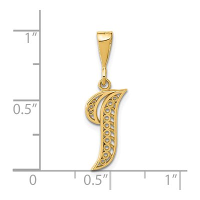 14K Yellow Gold Initial I Filigree Pendant – view 5