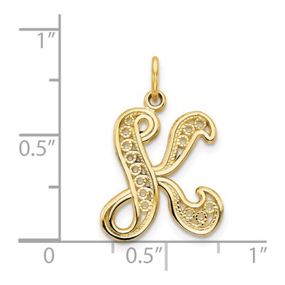 14K Yellow Gold Script Letter K Pendant – view 5