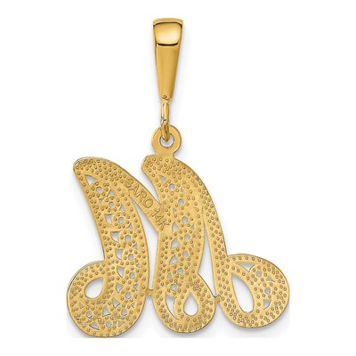 14K Yellow Gold Filigree Letter M Pendant – view 4
