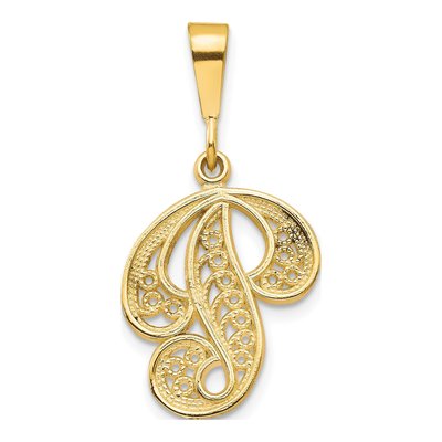 14K Yellow Gold Letter P Pendant