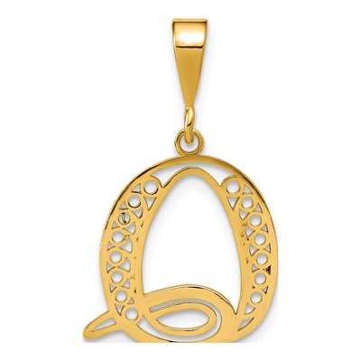 14K Yellow Gold Script Initial Q Pendant – view 3