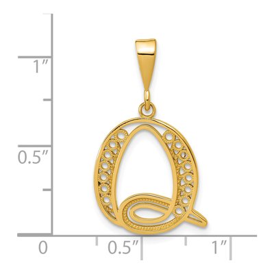 14K Yellow Gold Script Initial Q Pendant – view 4