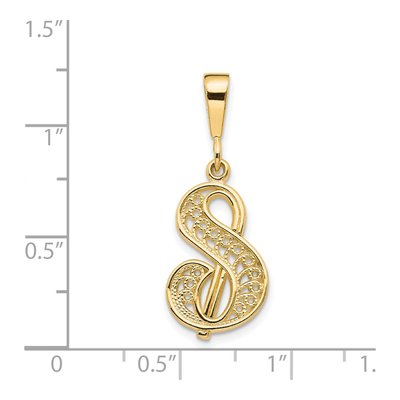 14K Yellow Gold Script Letter S Pendant – view 5