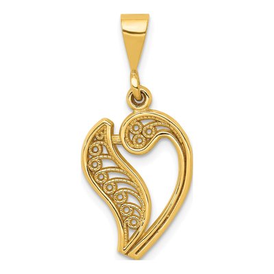 14K Yellow Gold Script Letter V Pendant
