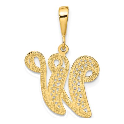 14K Yellow Gold Script Letter W Pendant – view 4