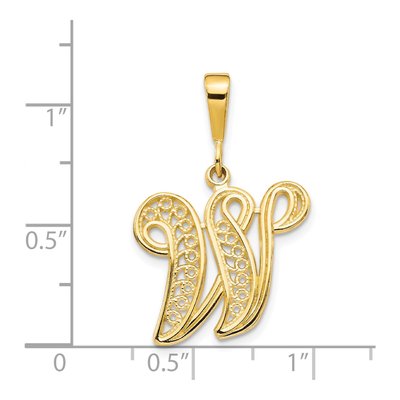14K Yellow Gold Script Letter W Pendant – view 5