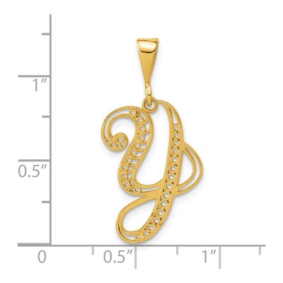 14K Yellow Gold Script Letter Y Pendant – view 4