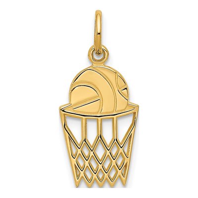 14K Yellow Gold Basketball Net Pendant