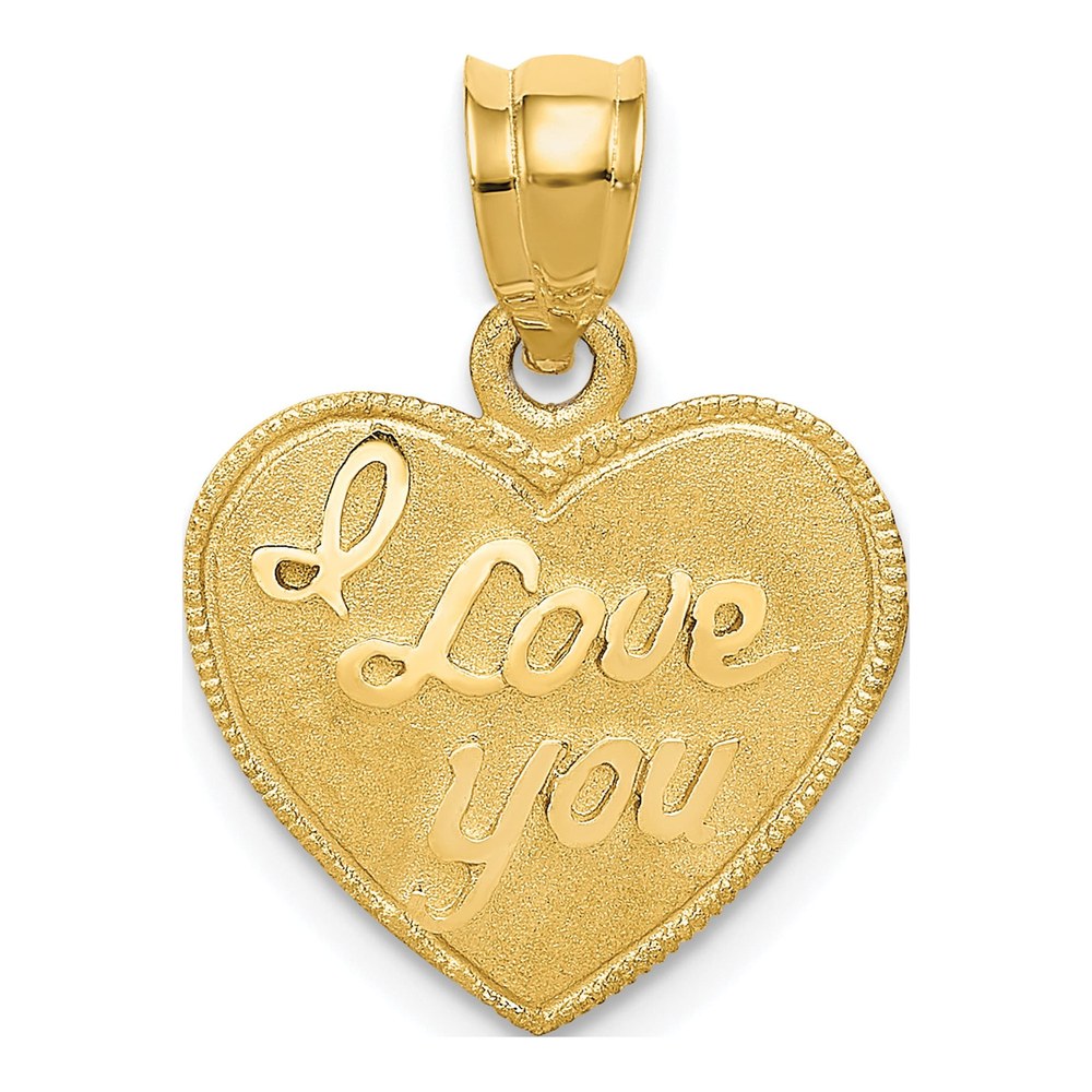 14K Yellow Gold I LOVE YOU Heart Pendant