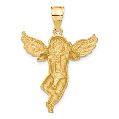14K Yellow Gold Diamond-Cut Angel Pendant – view 4